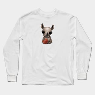 Cute Baby Rhino Playing With Basketball Long Sleeve T-Shirt